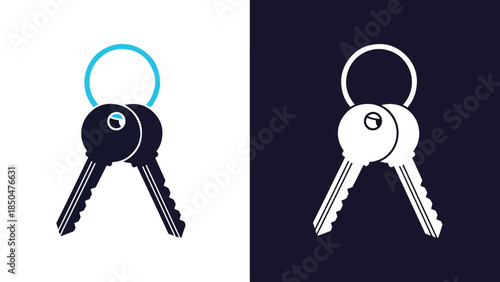 Key icon set - Line and glyph solid icon set - Solid icons vector collection - Blue icon set - Icon vector - Flat Design Icon - Vector icon symbol