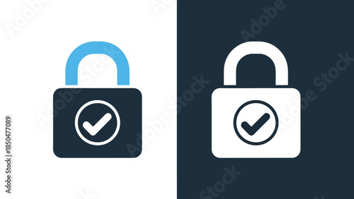Security and verification icons - Line and glyph solid icon set - Solid icons vector collection - Blue icon set - Icon vector - Flat Design Icon - Vector icon symbol