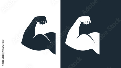 Muscular arm icons - Line and glyph solid icon set - Solid icons vector collection - Blue icon set - Icon vector - Flat Design Icon - Vector icon symbol