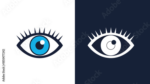 Eye icon set - Line and glyph solid icon set - Solid icons vector collection - Blue icon set - Icon vector - Flat Design Icon - Vector icon symbol
