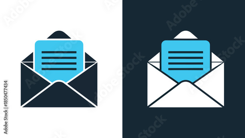 Email icons - Line and glyph solid icon set - Solid icons vector collection - Blue icon set - Icon vector - Flat Design Icon - Vector icon symbol