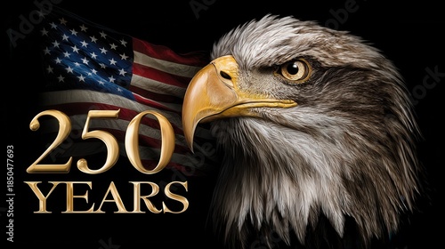 portrait of an eagle, icon, says in text 