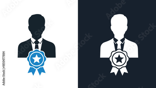Professional achievement icons - Line and glyph solid icon set - Solid icons vector collection - Blue icon set - Icon vector - Flat Design Icon - Vector icon symbol