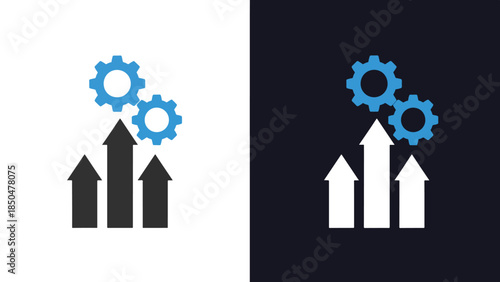 Gear and arrow icons - Line and glyph solid icon set - Solid icons vector collection - Blue icon set - Icon vector - Flat Design Icon - Vector icon symbol