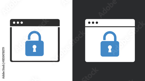 Secure website icons - Line and glyph solid icon set - Solid icons vector collection - Blue icon set - Icon vector - Flat Design Icon - Vector icon symbol