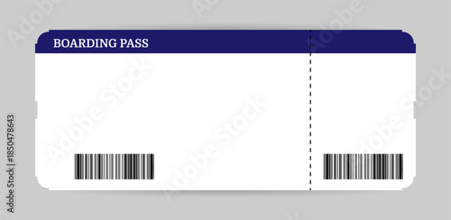 Airplane ticket. Boarding pass ticket template. Airline boarding pass template. Vector illustration isolated