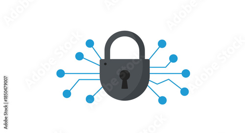 Digital Security Concept Padlock Icon Connected to Circuit Board Lines for Cyber Protection cybersecurity