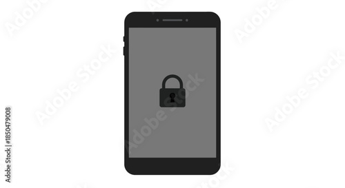Smartphone with Locked Screen and Padlock Icon Isolated on White Background for Security Concept cybersecurity