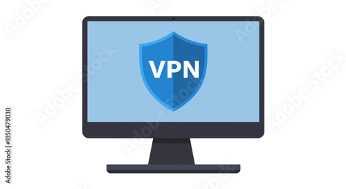 Secure VPN Connection on Desktop Monitor Icon for Cybersecurity and Privacy Concept cybersecurity