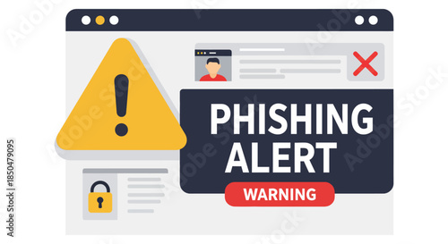 Phishing Alert Warning Sign on Computer Screen Cybersecurity Threat Concept cybersecurity