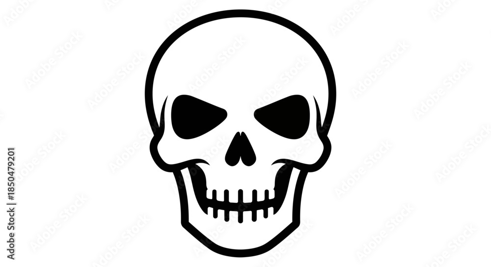 Fototapeta premium Simple Black and White Skull Icon Vector Art Danger Symbol Halloween Morbid Concept cybersecurity