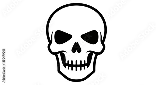Simple Black and White Skull Icon Vector Art Danger Symbol Halloween Morbid Concept cybersecurity