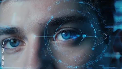 Biometric Scanning Facial Recognition Technology Closeup.