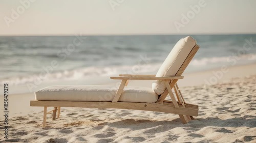 Beach Chair Relaxing by Ocean Waves.