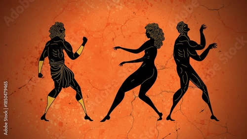 Zeus striking with lightning to split the androgynous being into man and woman