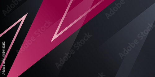 Abstract dark banner background with triangle purple pattern futuristic design.