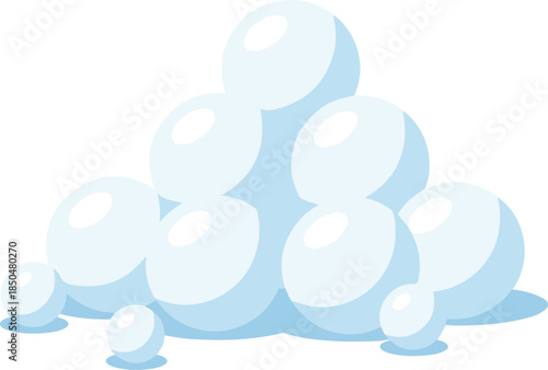 Vector illustration of a clustered pile of white soap bubbles or foam with blue shading, representing cleanliness, bath suds, or a heap of snowballs.