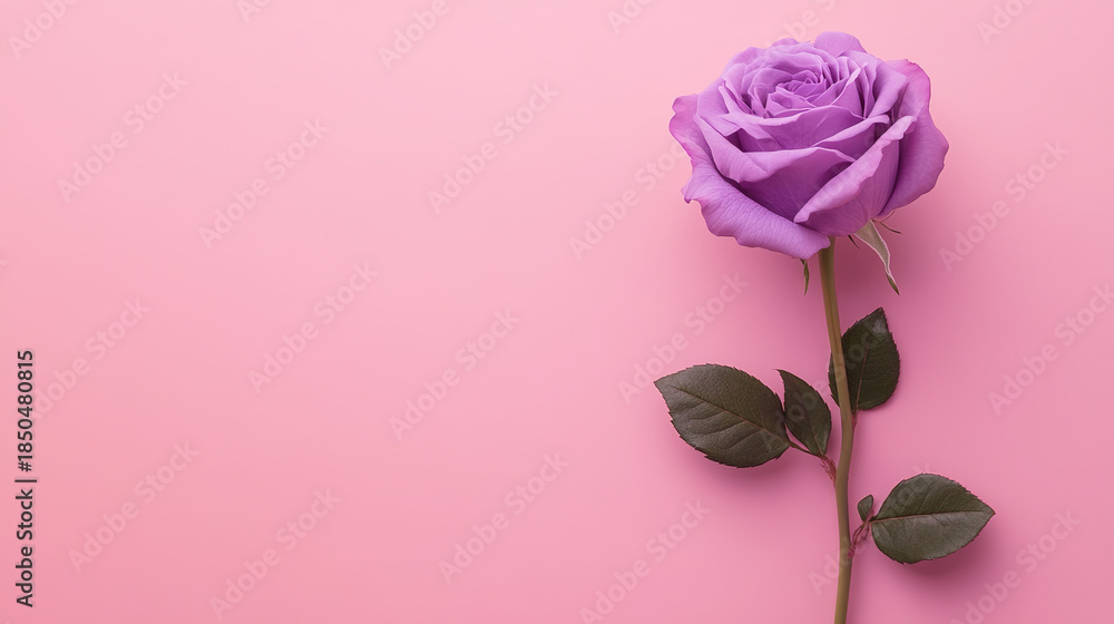 Fototapeta premium purple flower in a pink backgroud, flower in horizontal layout banner with copy space, generative ai 