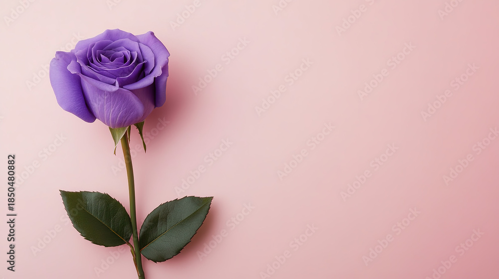 Fototapeta premium purple flower in a pink backgroud, flower in horizontal layout banner with copy space, generative ai 