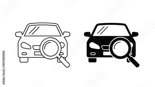 Car inspection icons -  Vector icon set - Line and glyph solid icon set - Icon vector - Flat Design Icon - Solid icons vector collection - Blue icon set 