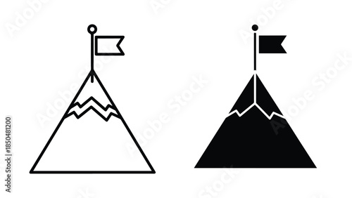 Mountain peak icons -  Vector icon set - Line and glyph solid icon set - Icon vector - Flat Design Icon - Solid icons vector collection - Blue icon set 