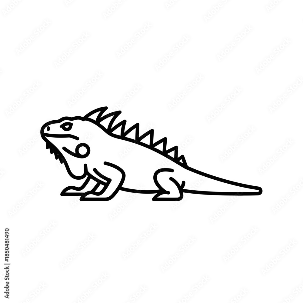 Fototapeta premium iguana-dengan-garis-punggung-berduri.