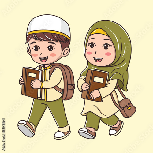 Muslim kids vector characters Vectors