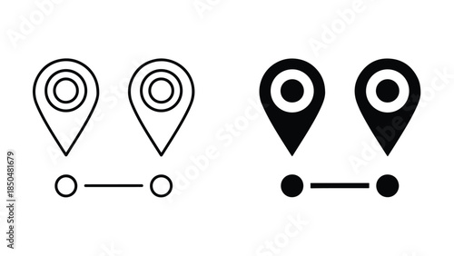 Location and map icons -  Vector icon set - Line and glyph solid icon set - Icon vector - Flat Design Icon - Solid icons vector collection - Blue icon set 