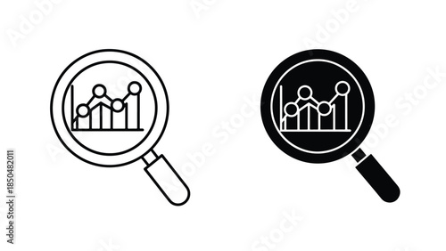 Data analysis icons -  Vector icon set - Line and glyph solid icon set - Icon vector - Flat Design Icon - Solid icons vector collection - Blue icon set 