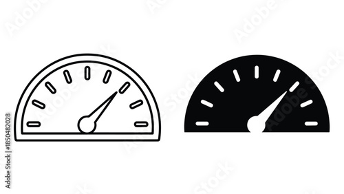 Speedometer icon set -  Vector icon set - Line and glyph solid icon set - Icon vector - Flat Design Icon - Solid icons vector collection - Blue icon set 