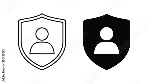 Security shield icons -  Vector icon set - Line and glyph solid icon set - Icon vector - Flat Design Icon - Solid icons vector collection - Blue icon set 
