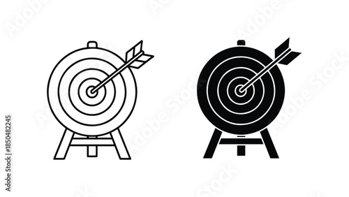 Target icons -  Vector icon set - Line and glyph solid icon set - Icon vector - Flat Design Icon - Solid icons vector collection - Blue icon set 