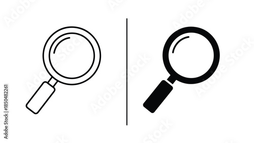 Magnifying glass icons -  Vector icon set - Line and glyph solid icon set - Icon vector - Flat Design Icon - Solid icons vector collection - Blue icon set 