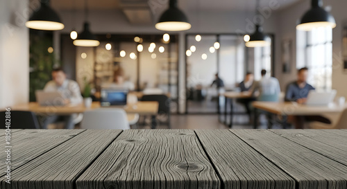 Wallpaper Mural Rustic Wooden Table Surface in a Modern Office Space. Torontodigital.ca
