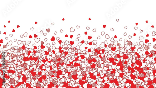 A cascade of red and white hearts adorning a white background, perfect for Valentine's Day celebrations
