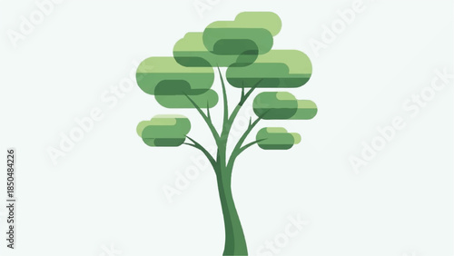 Stylized Tree Illustration with Lush Green Foliage on a White Background
