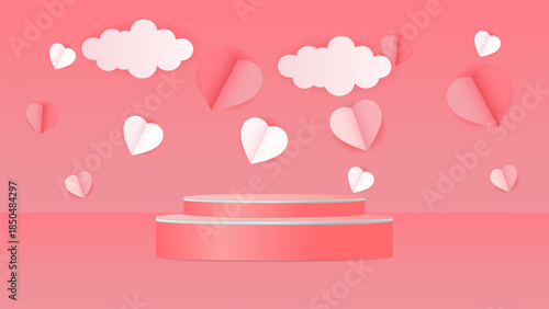 valentine pink podium love background