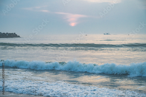 茨城　早朝の日川浜海水浴場