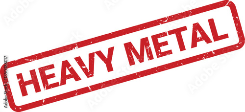 Grunge Red Heavy Metal Rubber Stamp Impression on White Background Isolated Angled View