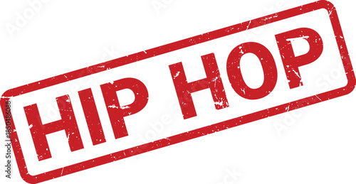 Grunge Style Red Hip Hop Stamp on White Background, Isolated Artistic