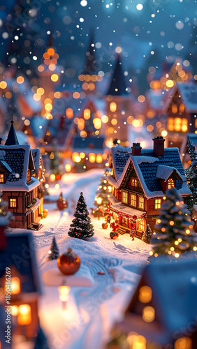 Winter Village Scene