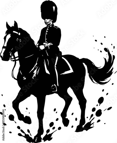 Royal Guard Horse Silhouette. Bold Brush Strokes Vector for Year of the Horse 2026