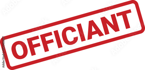 Red Officiant Stamp with Rounded Corners on White Background for Legal or Formal Use