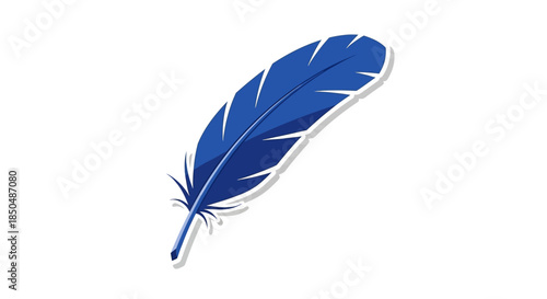 Elegant blue feather icon symbolizing creativity and lightness in digital design