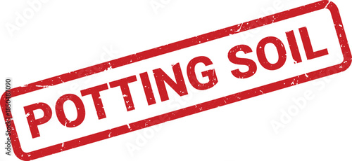 Distressed Red Potting Soil Stamp Illustration Isolated on White Background for Gardening Concepts