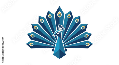 Elegant Stylized Peacock Illustration With Fan-shaped Tail and Artistic Details
