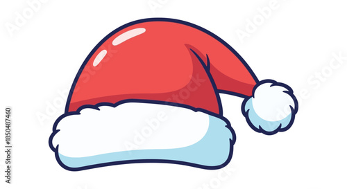 Festive Christmas Santa Hat Illustration with a Red and White Color Scheme for Holiday Celebrations