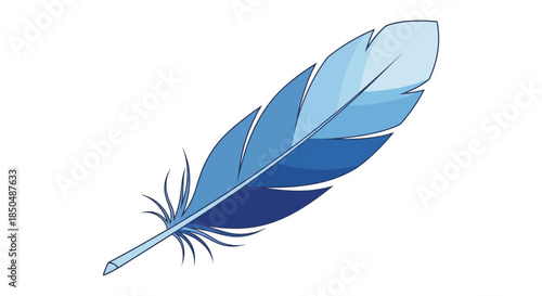 Illustration of a Blue Feather with Detailed Texture and Elegant Design