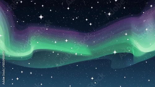 Aurora Borealis Northern Lights Night Sky Animation.
