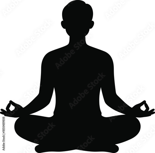 Digital detox silhouette of person meditating for mindfulness